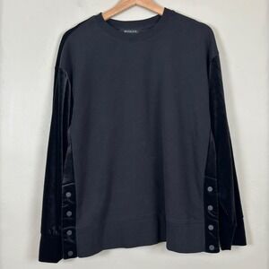 Athleta Retroplush M Athleisure Cozy Velvet Modern Minimal Sweatshirt Side Snap